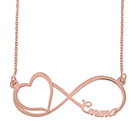 Engraved Infinity Name Necklace in 18K Rose Gold Plating