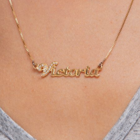 Inlay First Letter Name Necklace-1