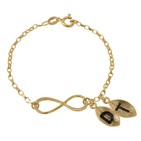 Infinity and Leaves Bracelet in 18K Gold Plating