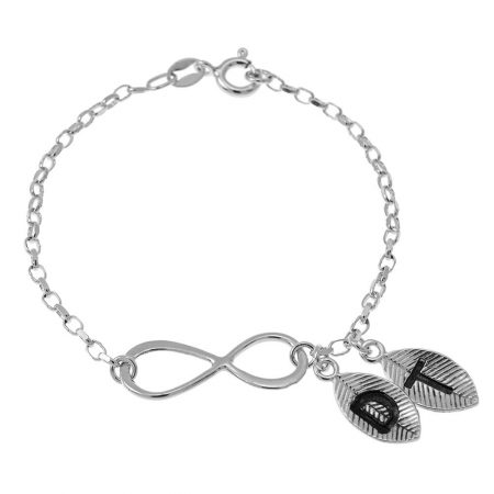 Infinity and Leaves Bracelet in 925 Sterling Silver