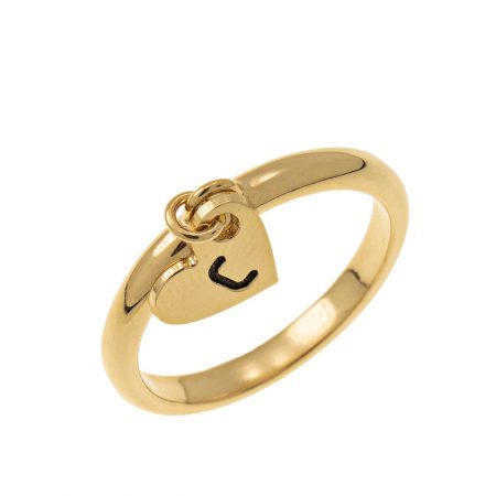Initial Heart Charm Ring