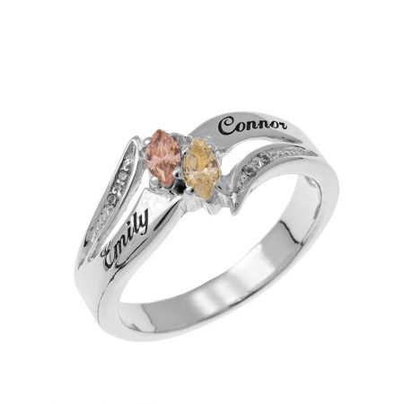 Inlay Couples Birthstones Ring
