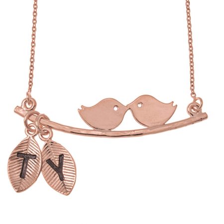 Love Birds Necklace With Leaves