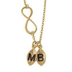 Lovers Infinity Necklace with Leaves gold
