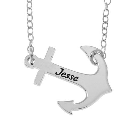 Womens Anchor Necklace in 925 Sterling Silver