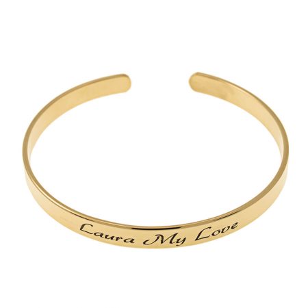 Open Name Bangle in 18K Gold Plating