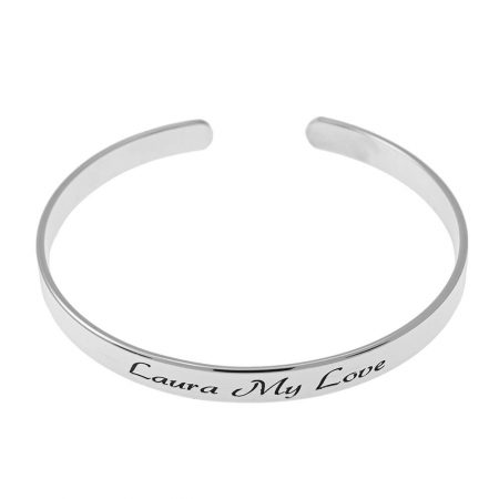 Open Name Bangle in 925 Sterling Silver
