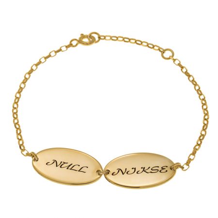 Oval Design Mom Bracelet with Kids Names in 18K Gold Plating