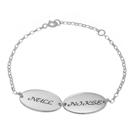 Oval Design Mom Bracelet with Kids Names in 925 Sterling Silver