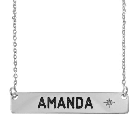 Personalized Bar Necklace with Birthstone in 925 Sterling Silver