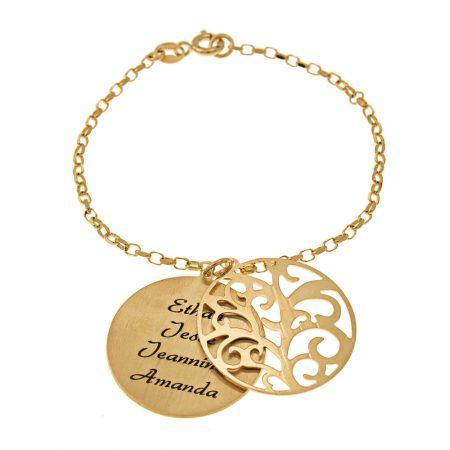 Personalized Double Layer Family Tree Bracelet in 18K Gold Plating