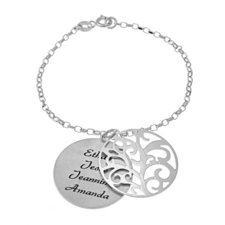 Personalized Double Layer Family Tree Bracelet in 925 Sterling Silver