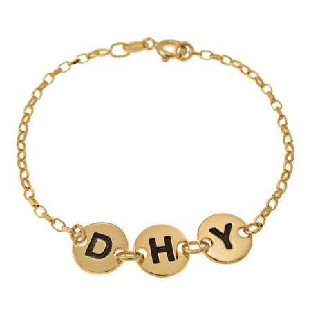 Personalized Initial Disc Bracelet in 18K Gold Plating