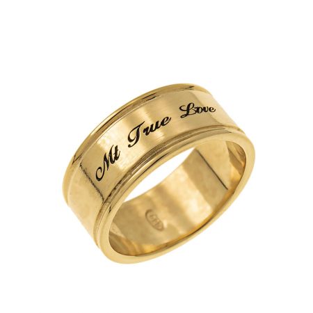 Personalized Wide Name Ring in 18K Gold Plating