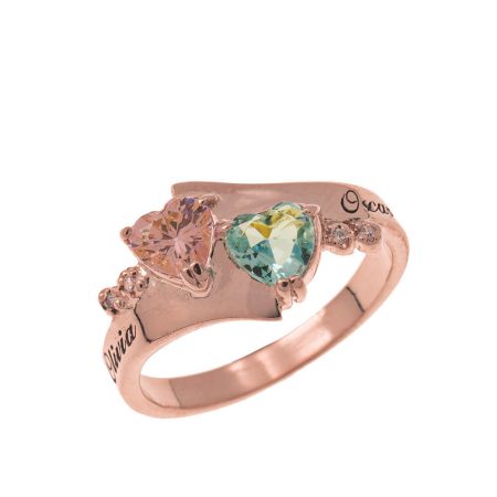 Promise Double Heart Birthstone Ring