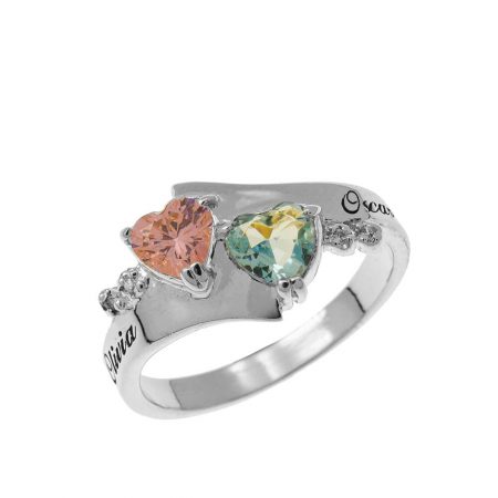 Promise Double Heart Birthstone Ring