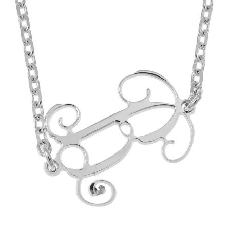 Sideways Initial Monogram Necklace in 925 Sterling Silver
