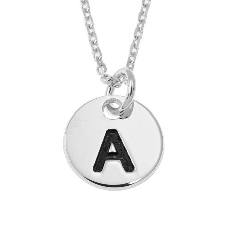 Initial Disc Necklace in 925 Sterling Silver