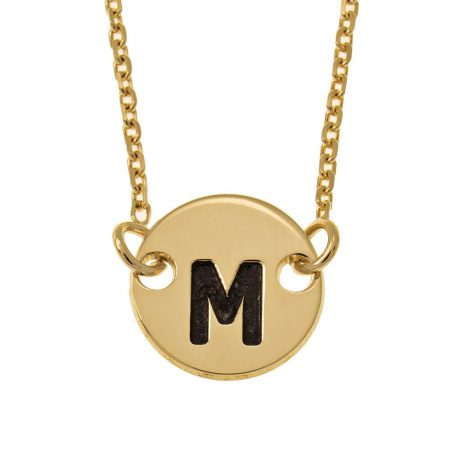 Small Initial Disc Pendant Necklace in 18K Gold Plating