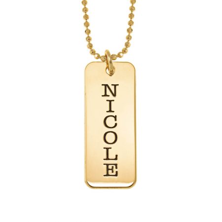 Vertical Nameplate Necklace in 18K Gold Plating