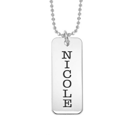 Vertical Nameplate Necklace in 925 Sterling Silver
