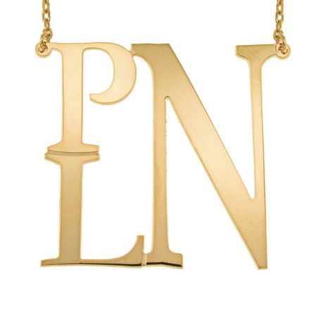 Square Monogram Necklace in 18K Gold Plating