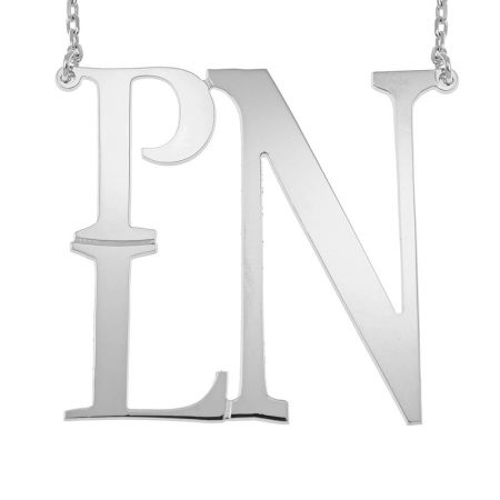 Square Monogram Necklace in 925 Sterling Silver