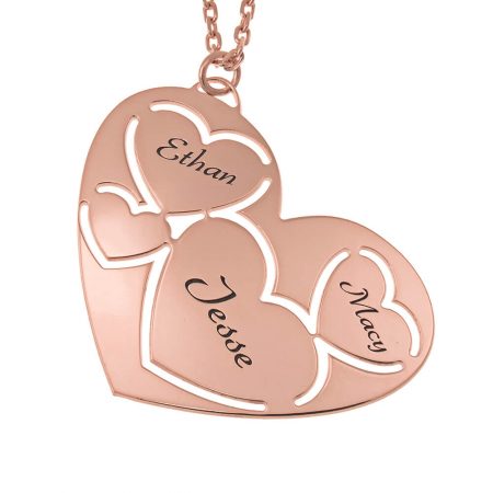 Heart Necklace Engraved Names