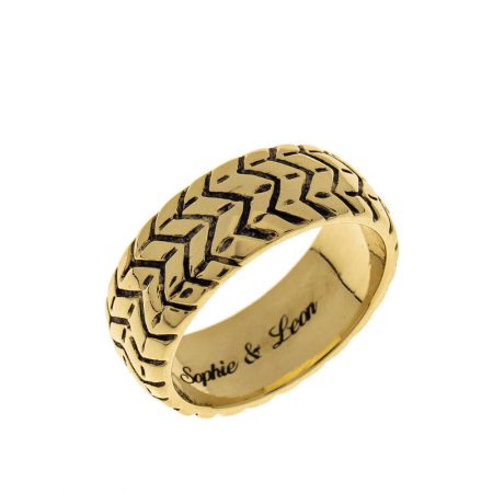 Tyre Engraved Ring in 18K Gold Plating