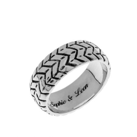 Tyre Engraved Ring in 925 Sterling Silver