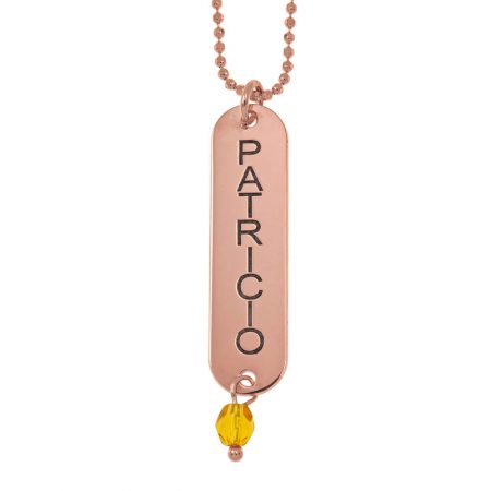 Vertical Bar Necklace with Birthstone