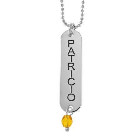 Vertical Bar Necklace with Birthstone in 925 Sterling Silver