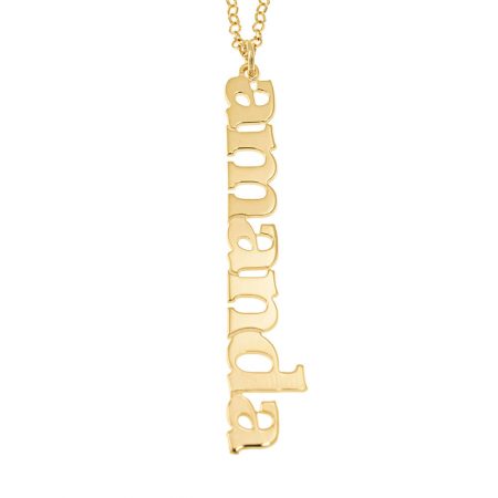 Vertical Design Name Necklace in 18K Gold Plating