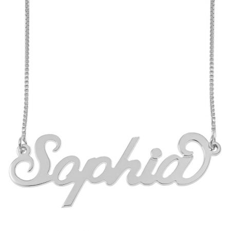 Carrie Name Necklace with Box Chain in 925 Sterling Silver