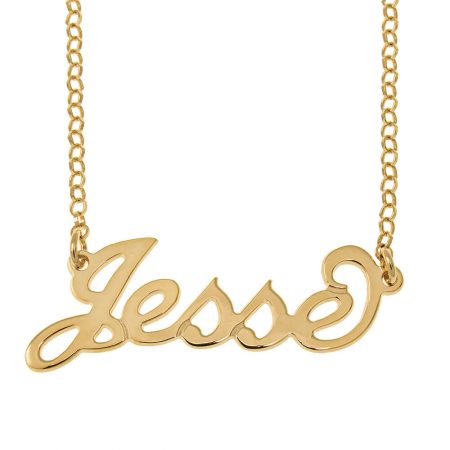 Personalized Carrie Name Necklace with Rolo Chain in 18K Gold Plating