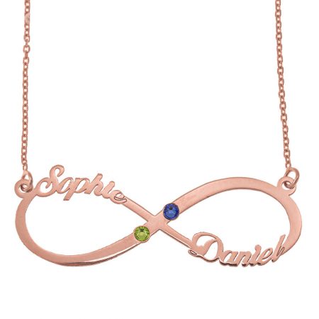 Infinity Birthstone Necklace in 18K Rose Gold Plating