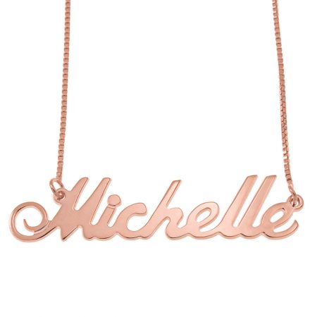 Michelle Name Necklace in 18K Rose Gold Plating