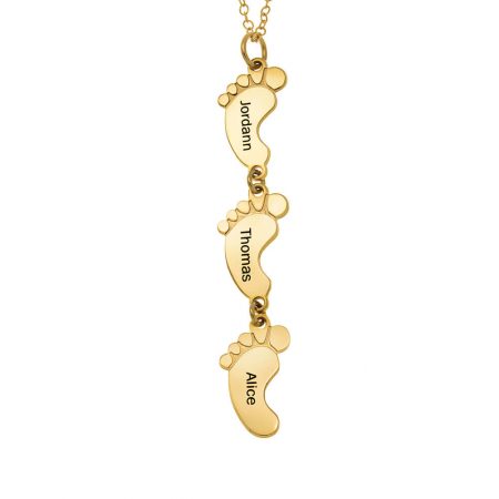 Vertical Baby Feet Necklace in 18K Gold Plating