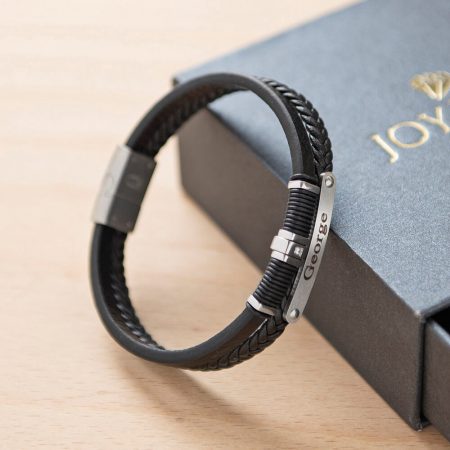 Inlay Black Leather Layers Bracelet-6