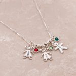 Mother’s Necklace with Children Charms and Birthstones-3
