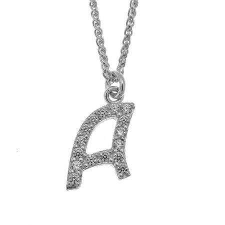 cz Initial Necklace in 925 Sterling Silver