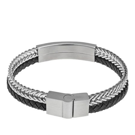Stainless Steel Leather Men's Bracelet-7