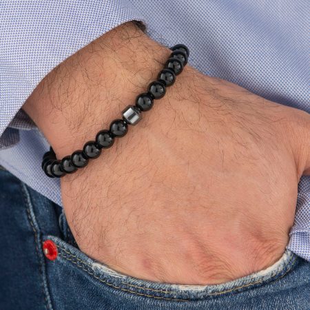 Black Beads Bracelet for Men-1