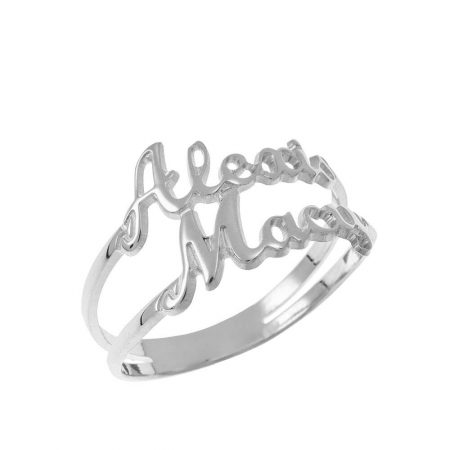 Cut Out 2 Names Ring in 925 Sterling Silver