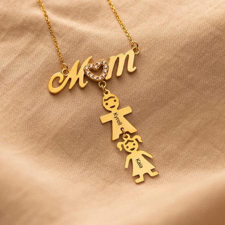 Inlay Mom Necklace With Kids-3