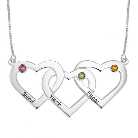 EYECO Heart in Heart Pendant Necklace New Arrival Birthstone Men and Womens Long Necklaces Customised With Any Name 
