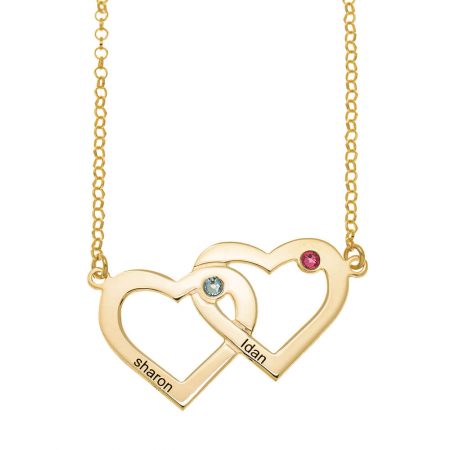 Two Intertwined Hearts Necklace in 18K Gold Plating