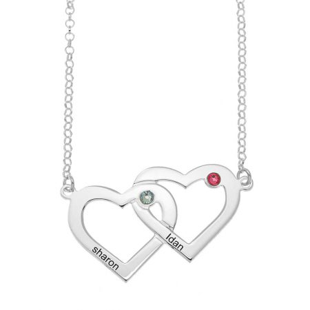 Two Intertwined Hearts Necklace in 925 Sterling Silver