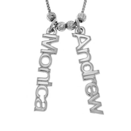 Vertical 2 Names Necklace in 925 Sterling Silver