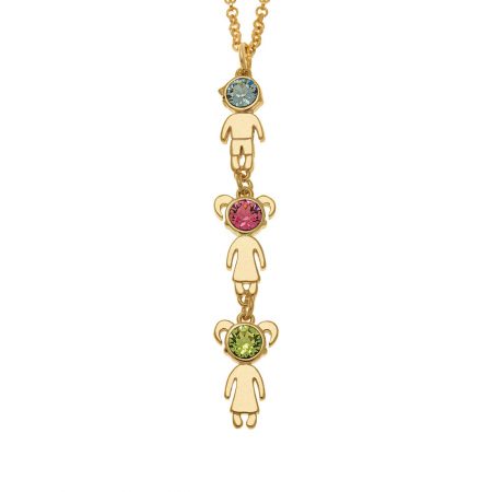 Vertical Birthstone Kids Charms Necklace
